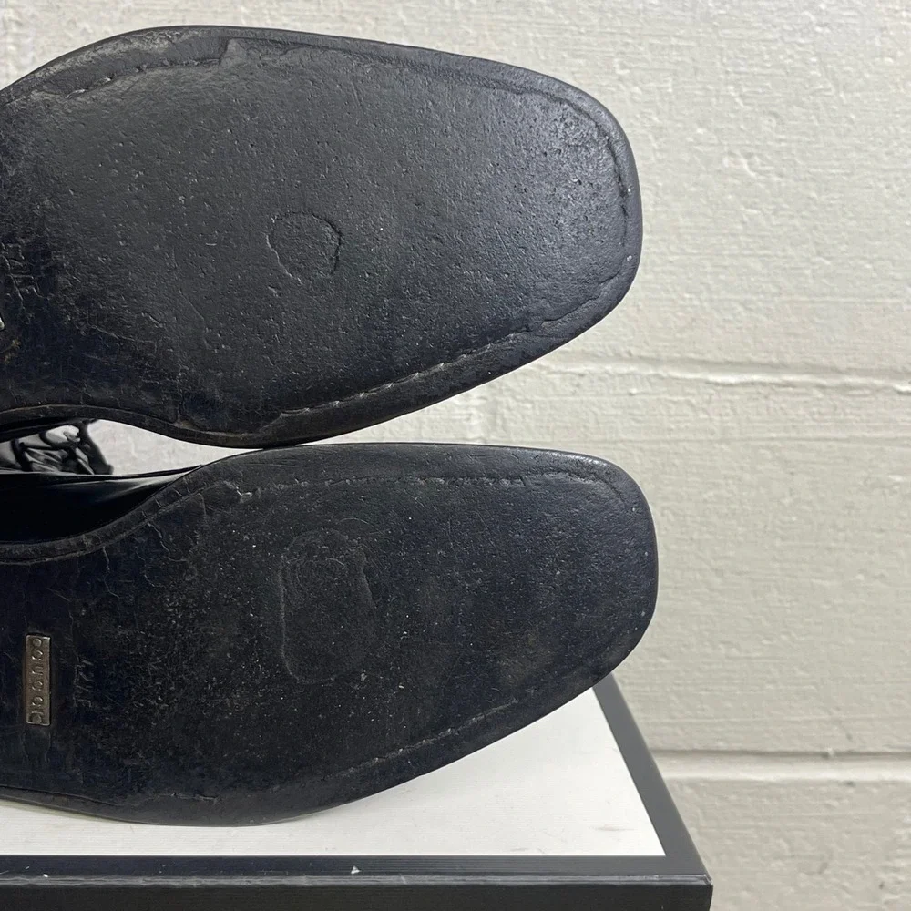 Gucci Men's Black Leather Cap Toe Ankle Boots Dress Shoes Lace up Size 9.5‎ US